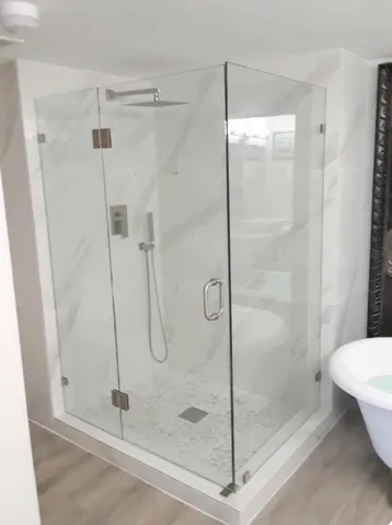 a bathroom with a shower