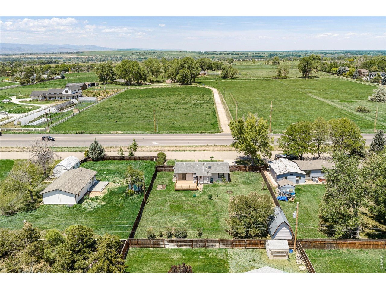 9234 Arapahoe Road Boulder, CO 80303 - Photo 34 of 43 aerial view showcasing the property's spacious lot, fenced yard and surrounding open landscape