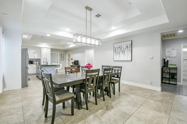 a view of a dining room and livingroom view