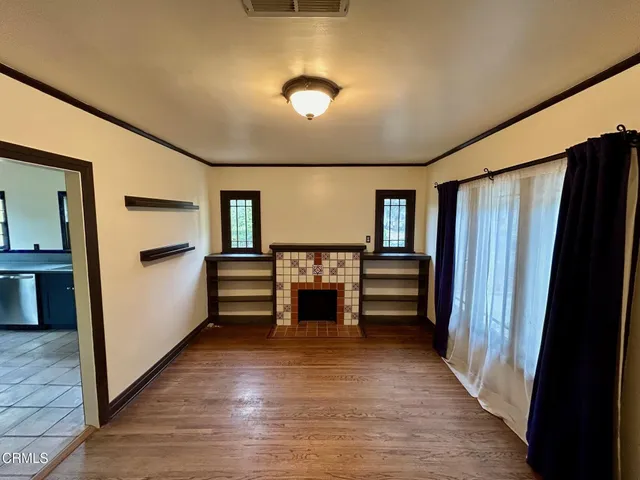 a view of a livingroom with a fireplace