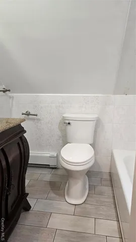 a bathroom with a toilet and a bathtub