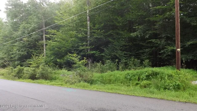 a view of a yard from a balcony