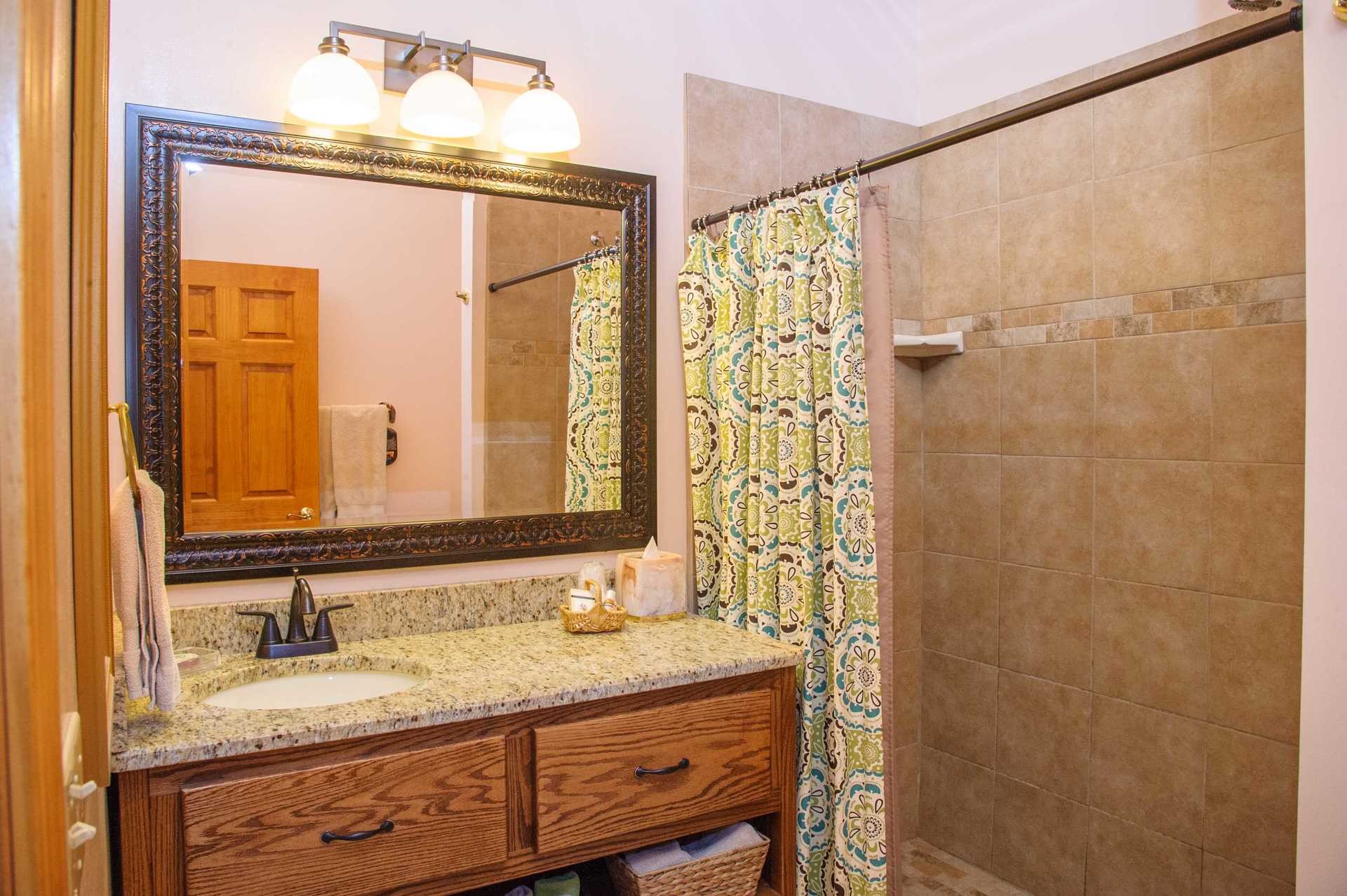 2149 Seaton Springs Road Sevierville, TN 37862 - Photo 19 of 26 a bathroom with a granite countertop sink and a mirror