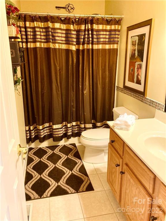 160 Flying Hawk Road Waynesville, NC 28786 - Photo 30 of 45 a bathroom with a sink and a shower curtain