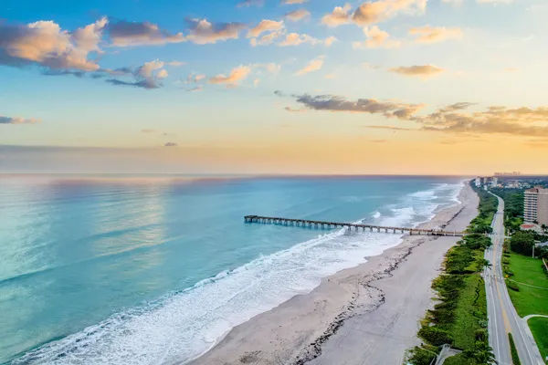 a view of an ocean and beach