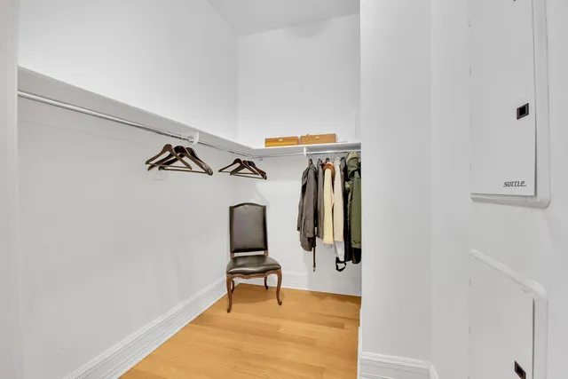 a view of small space with racks on the wall