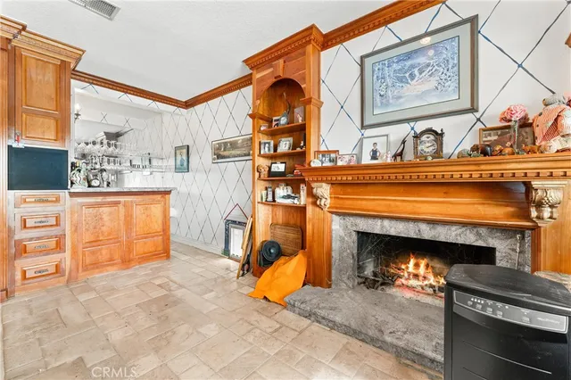 a view of a fireplace in a room