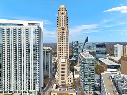 a view of a city with tall buildings