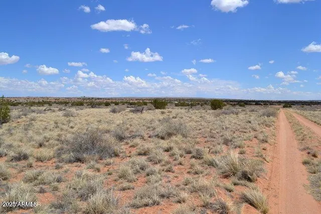 a view of a lake in the sunset