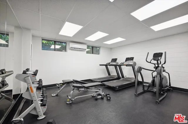 a room with gym equipment