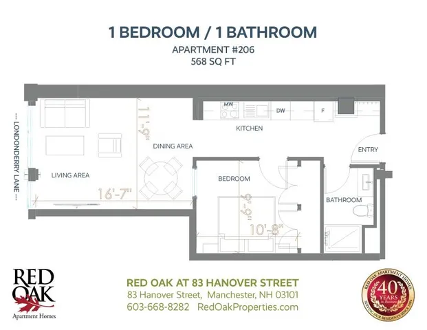 $2,071 | 83 Hanover Street, Unit 206, Manchester, NH 03101