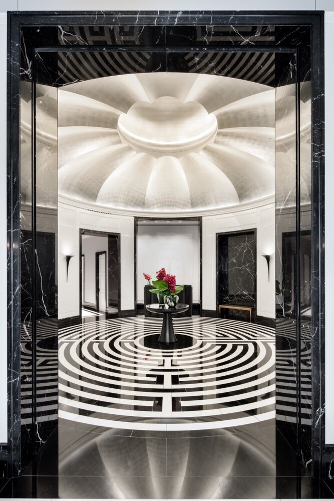 a view of kitchen with living room