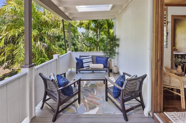 a outdoor view with a sitting space