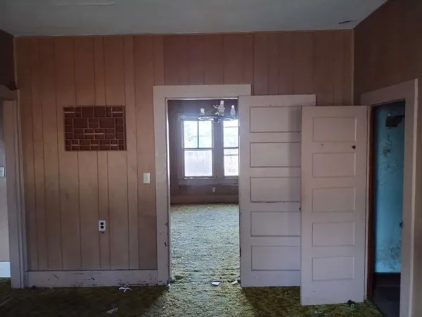 a view of wooden door