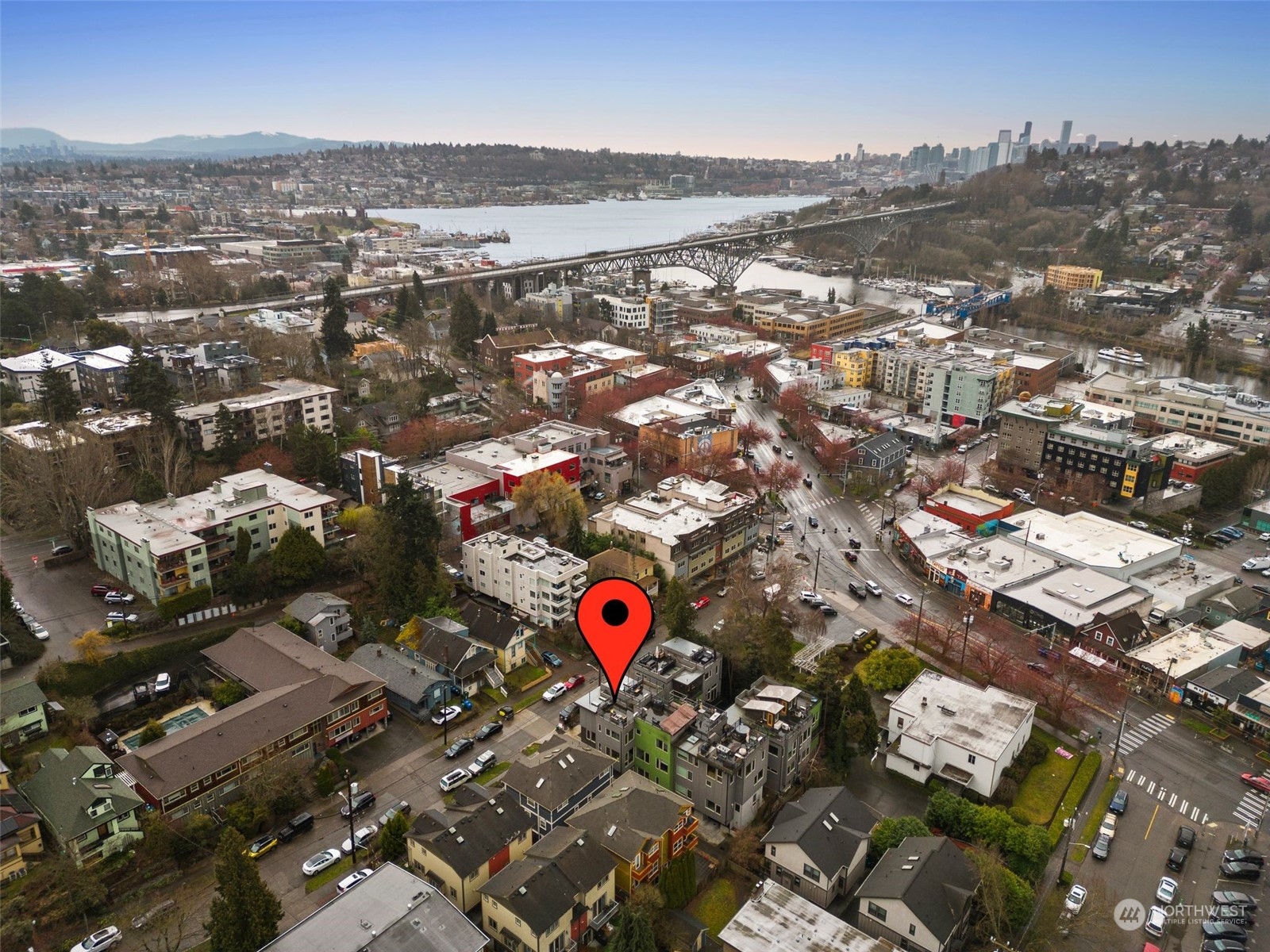 3625 Evanston Avenue North, Unit B Seattle, WA 98103 - Photo 2 of 37 an aerial view of city and parking space