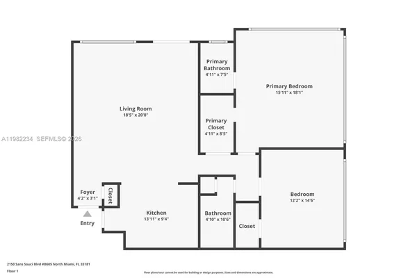 $344,444 | 2150 Sans Souci Boulevard, Unit B605, North Miami, FL 33181