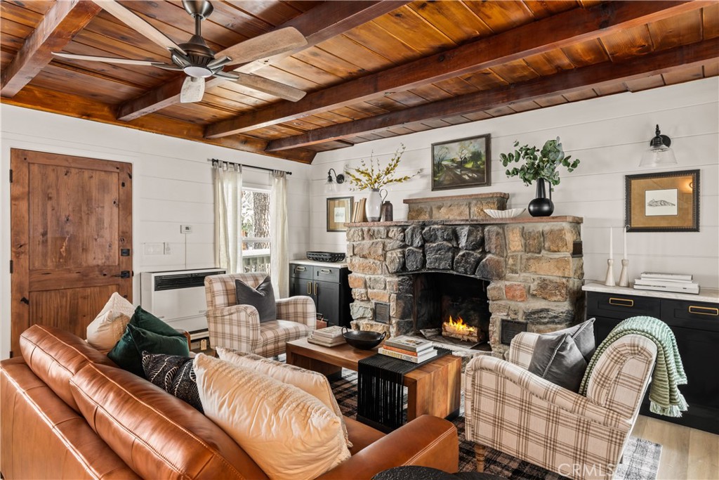 1149 Scenic Way Twin Peaks, CA 92391 - Photo 9 of 31 a living room with furniture and a fireplace