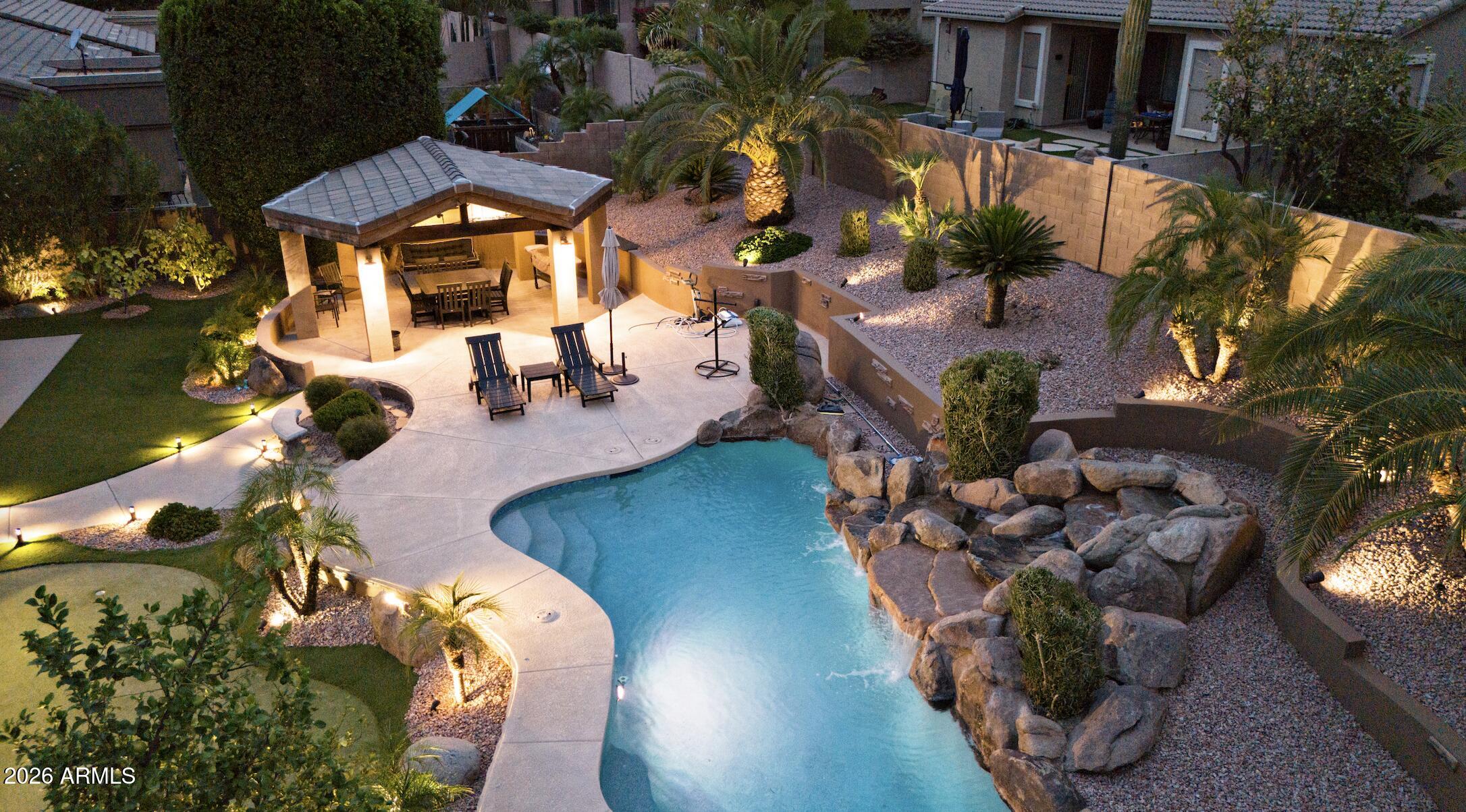 3416 West Montello Road Phoenix, AZ 85086 - Photo 48 of 68 Pool and gazebo at night