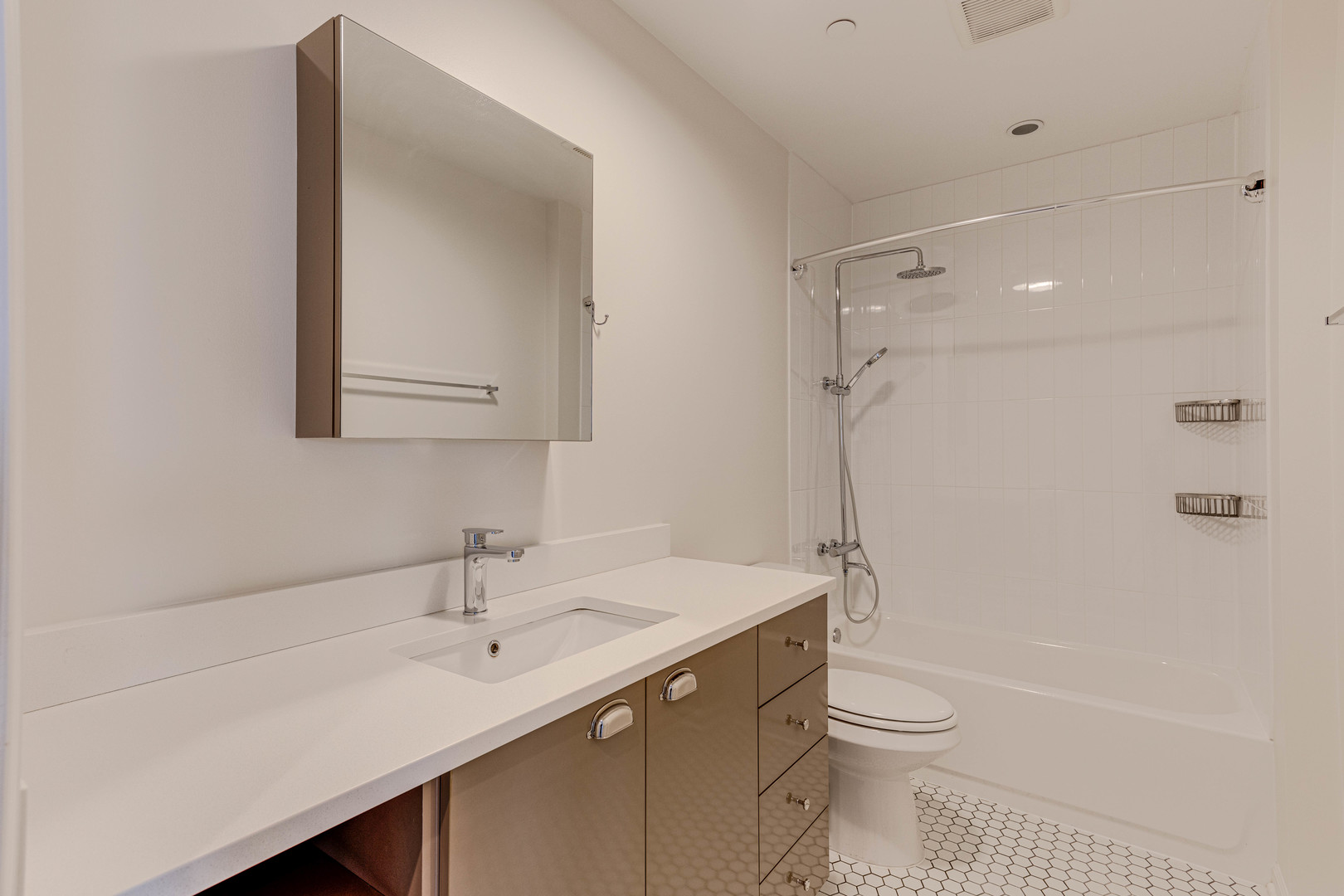 115 Lake Street, Unit 313 Libertyville, IL 60048 - Photo 5 of 10 a bathroom with a sink toilet and shower