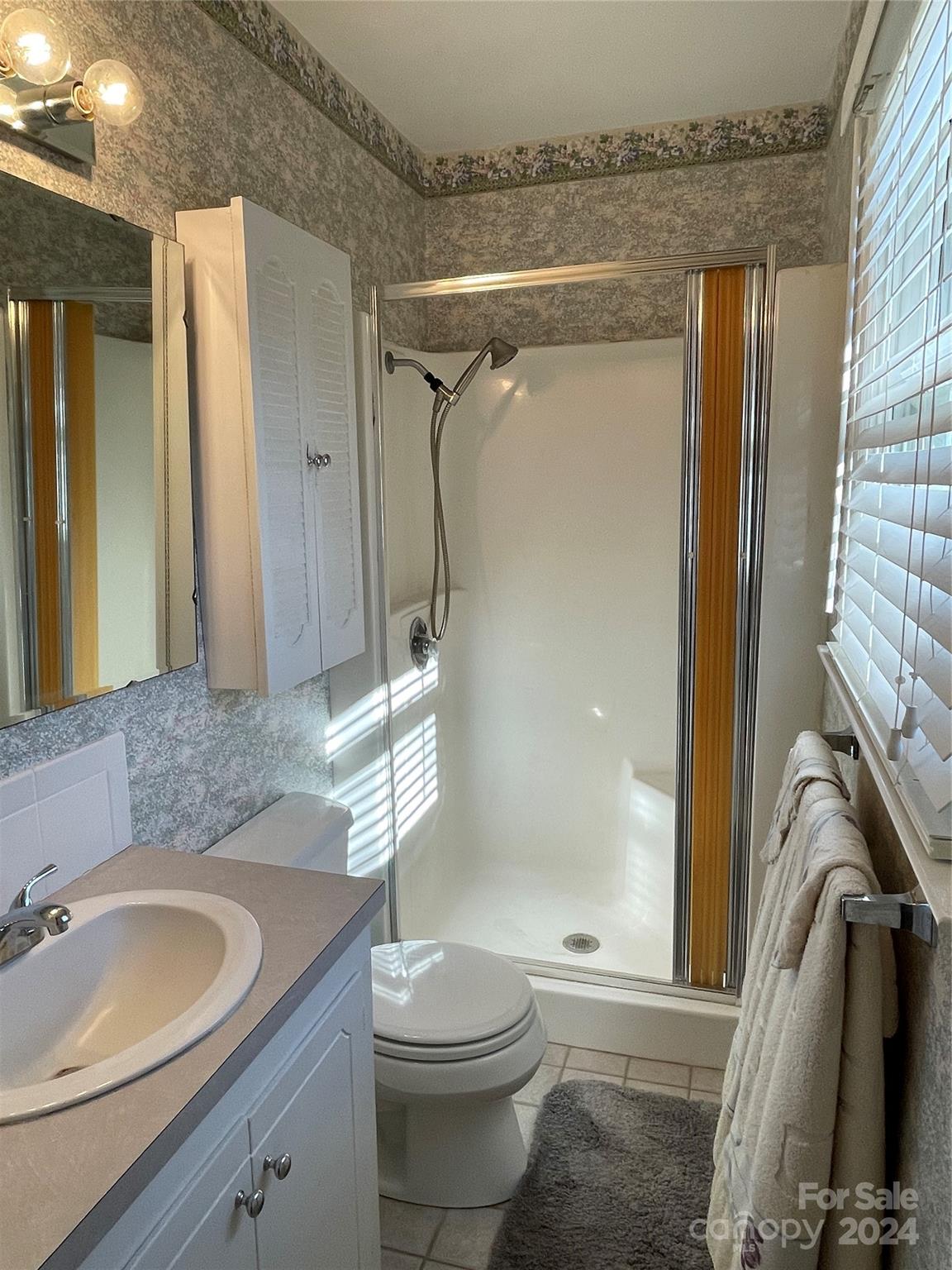 228 Shadowbrook Road Stanley, NC 28164 - Photo 27 of 44 a bathroom with a granite countertop sink toilet and shower