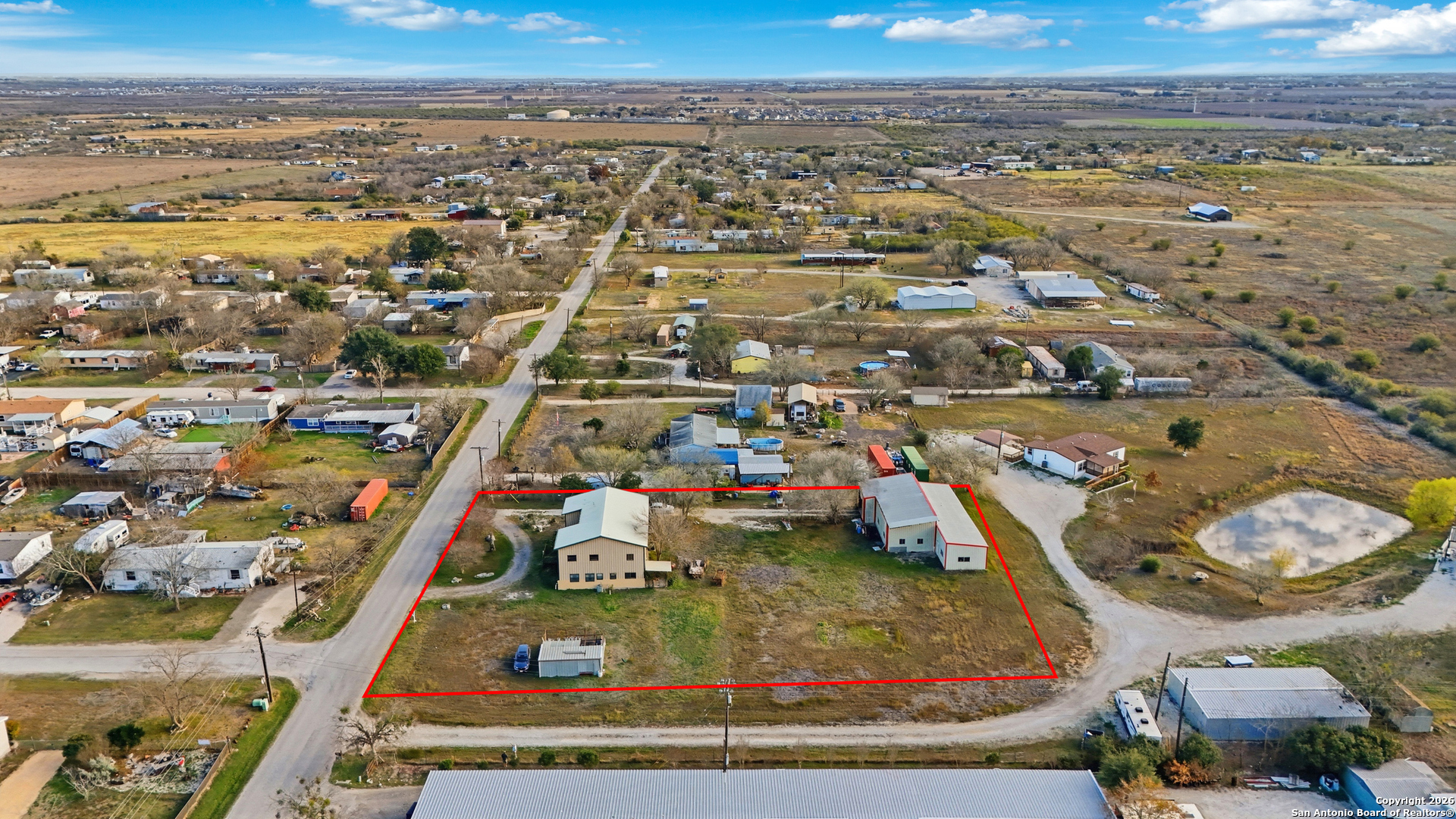 483 Sassman Road Marion, TX 78124 - Photo 34 of 39 an aerial view of residential houses with outdoor space