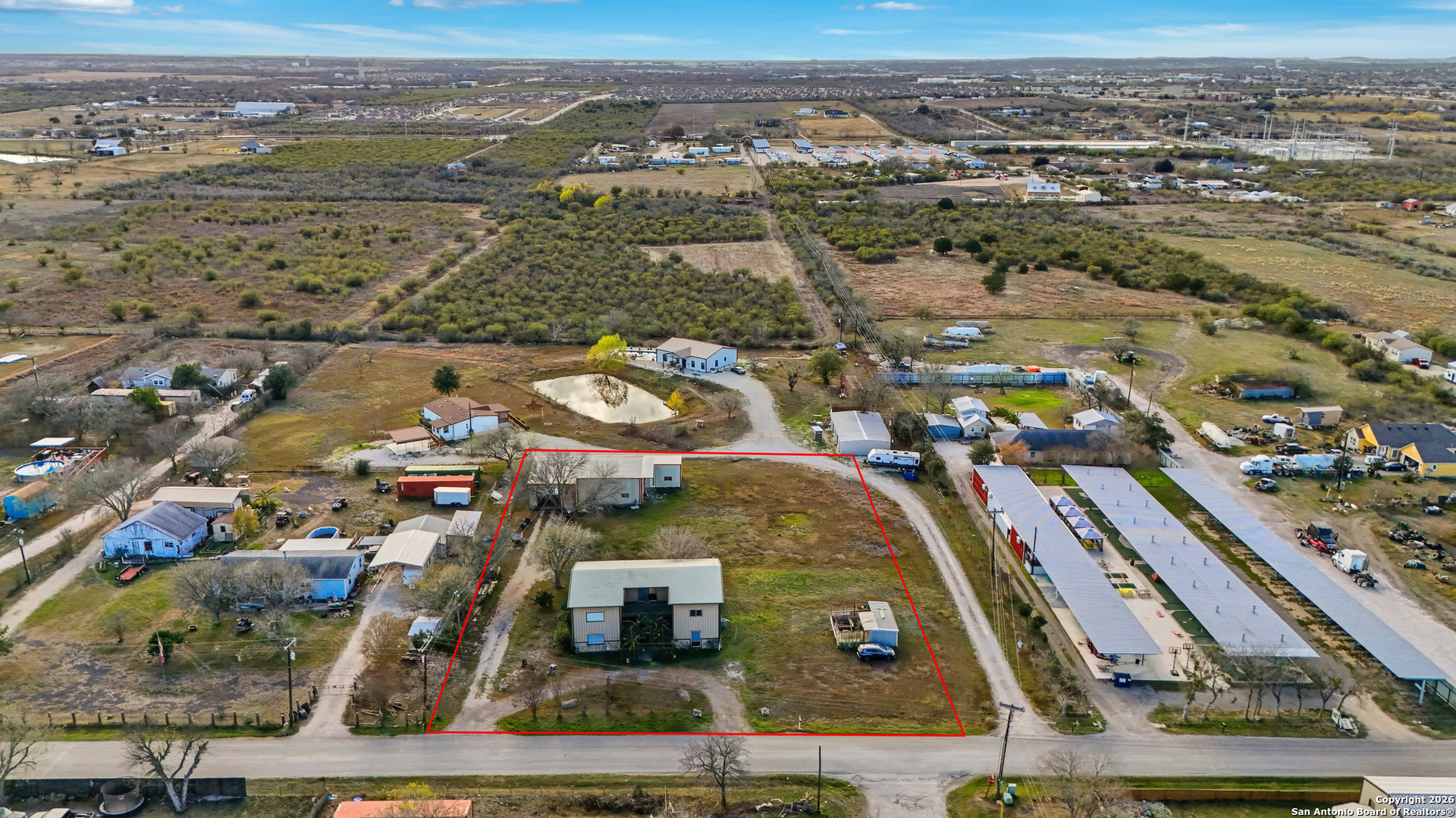 483 Sassman Road Marion, TX 78124 - Photo 36 of 39 an aerial view of residential houses with outdoor space