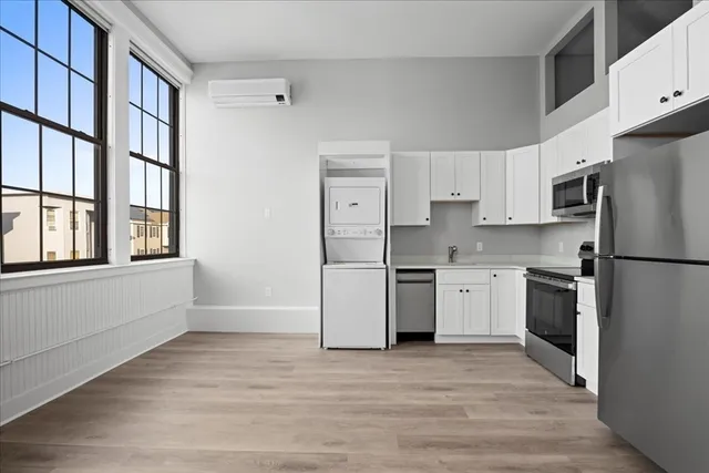 an empty room with windows