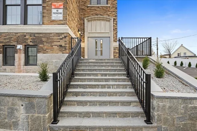 a view of a street with a building
