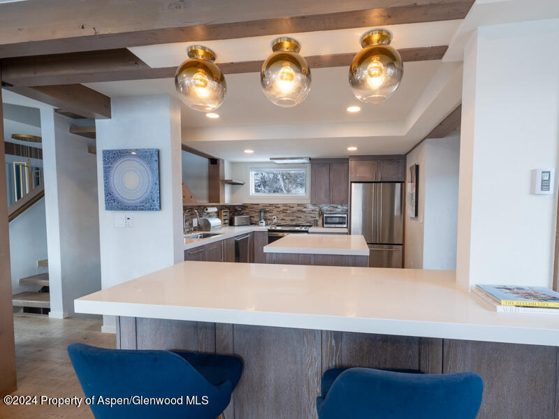 1711 Juniper Hill Road Aspen, CO 81611 - Photo 4 of 19 a large kitchen with stainless steel appliances granite countertop a sink and a stove
