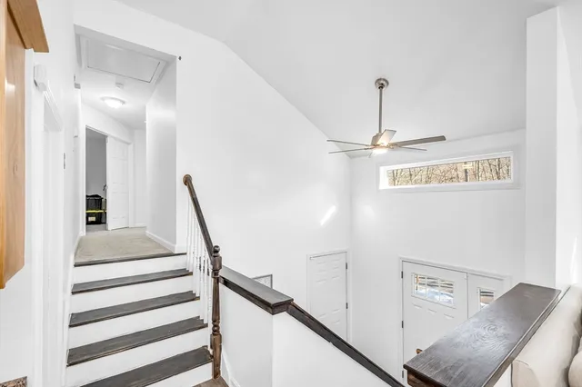 an empty room with closet area