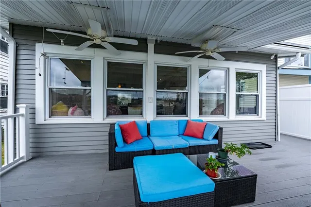 a outdoor living space with furniture