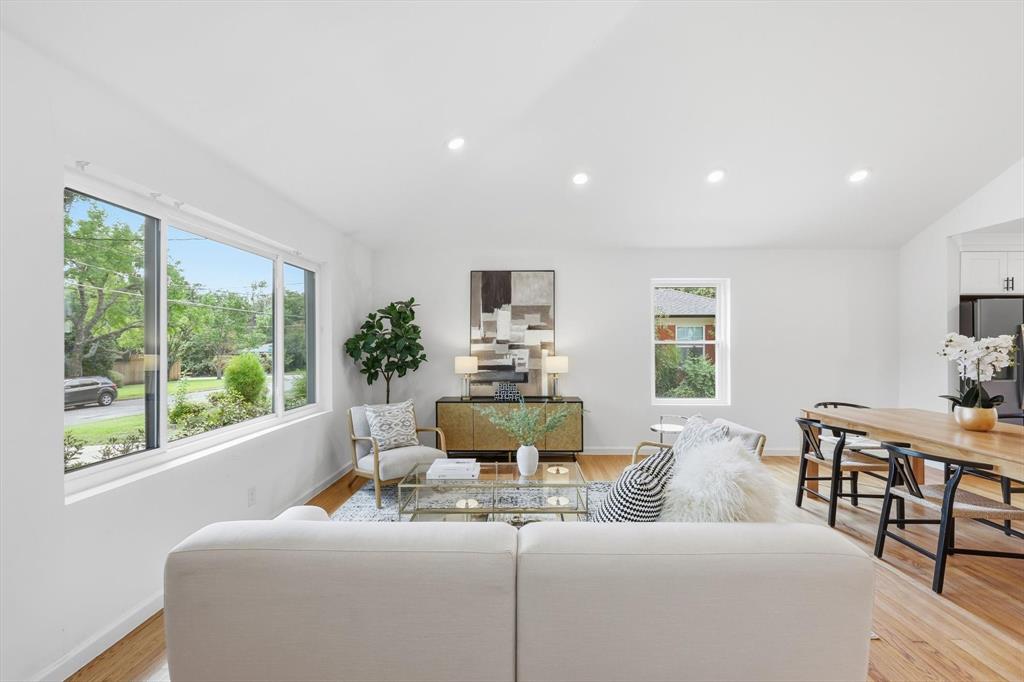 6811 Patrick Drive Dallas, TX 75214 - Photo 6 of 40 Living area featuring recessed lighting and light wood finished floors