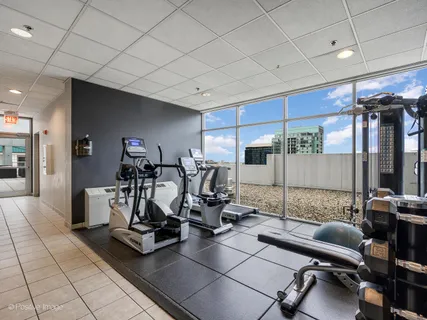 a view of a room with gym equipment