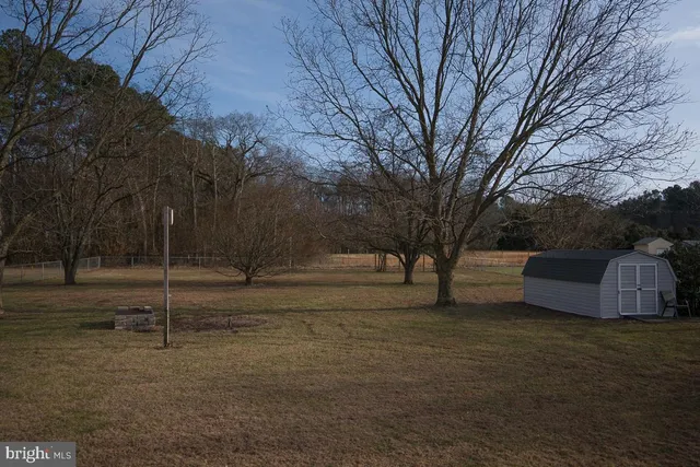 a view of a house with backyard and trees