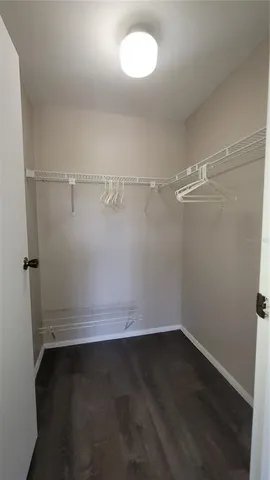 a view of a room with racks on the wall