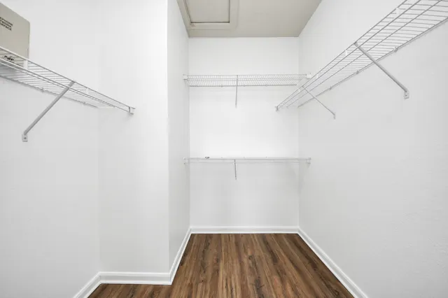 a view of a room with racks on the wall