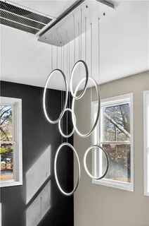 a close view of dining room and kitchen view