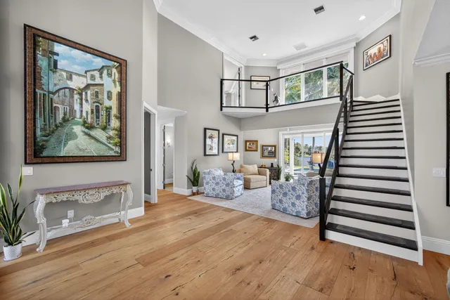 a view of a hallway with a outdoor space