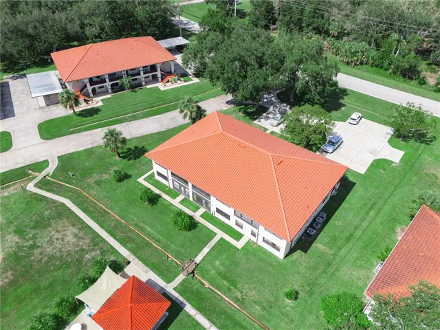 an aerial view of a house