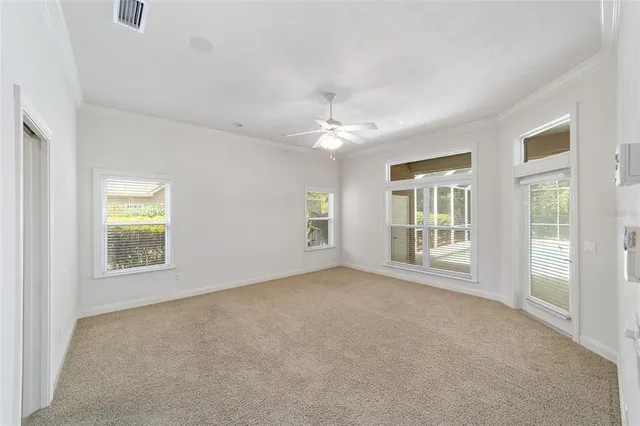 a view of a room with racks on the wall