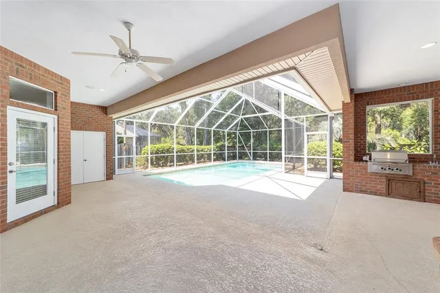 a view of backyard with green space