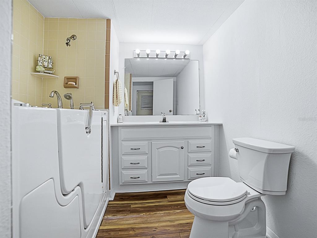 211 Rue De Paresse Tavares, FL 32778 - Photo 17 of 27 a bathroom with a sink a mirror and a toilet