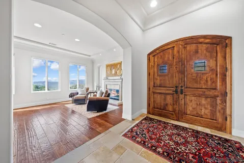 a living room with furniture