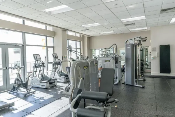 a view of a room with gym equipment