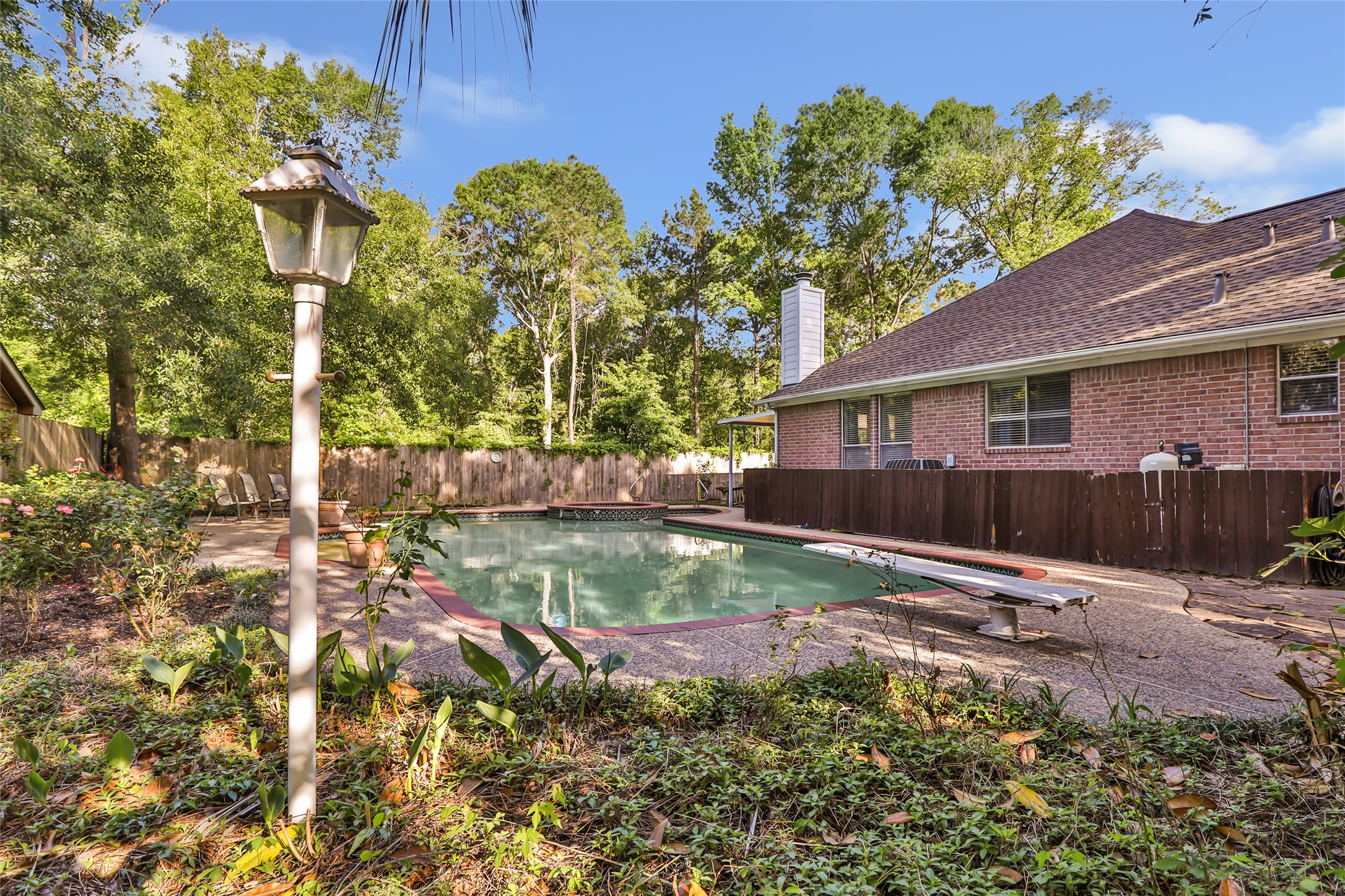 1014 North Rivershire Drive Conroe, TX 77304 - Photo 11 of 37 a backyard of a house with lots of green space