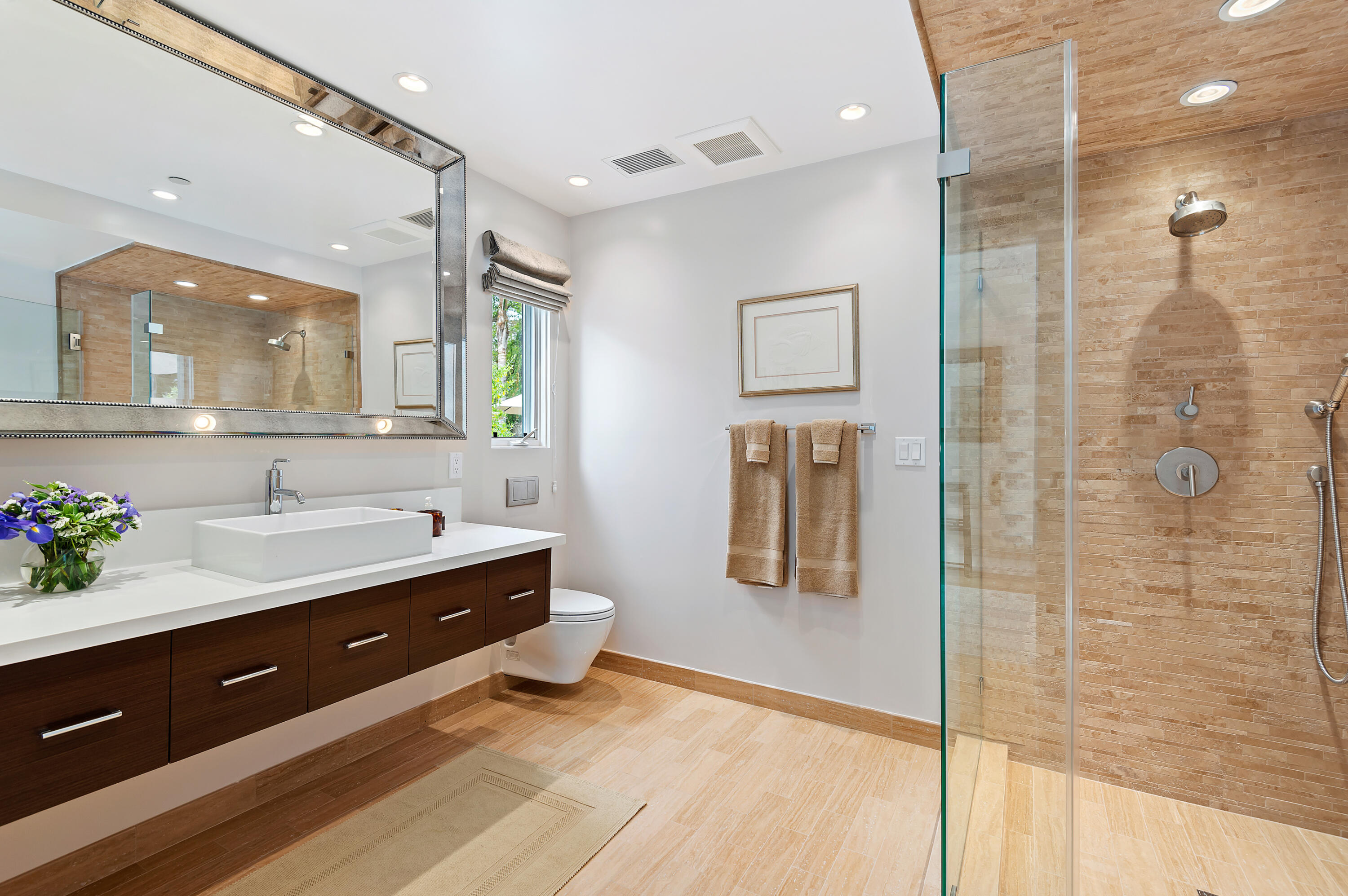1 Middle Road Montecito, CA 93108 - Photo 15 of 30 a bathroom with a double vanity sink mirror and shower