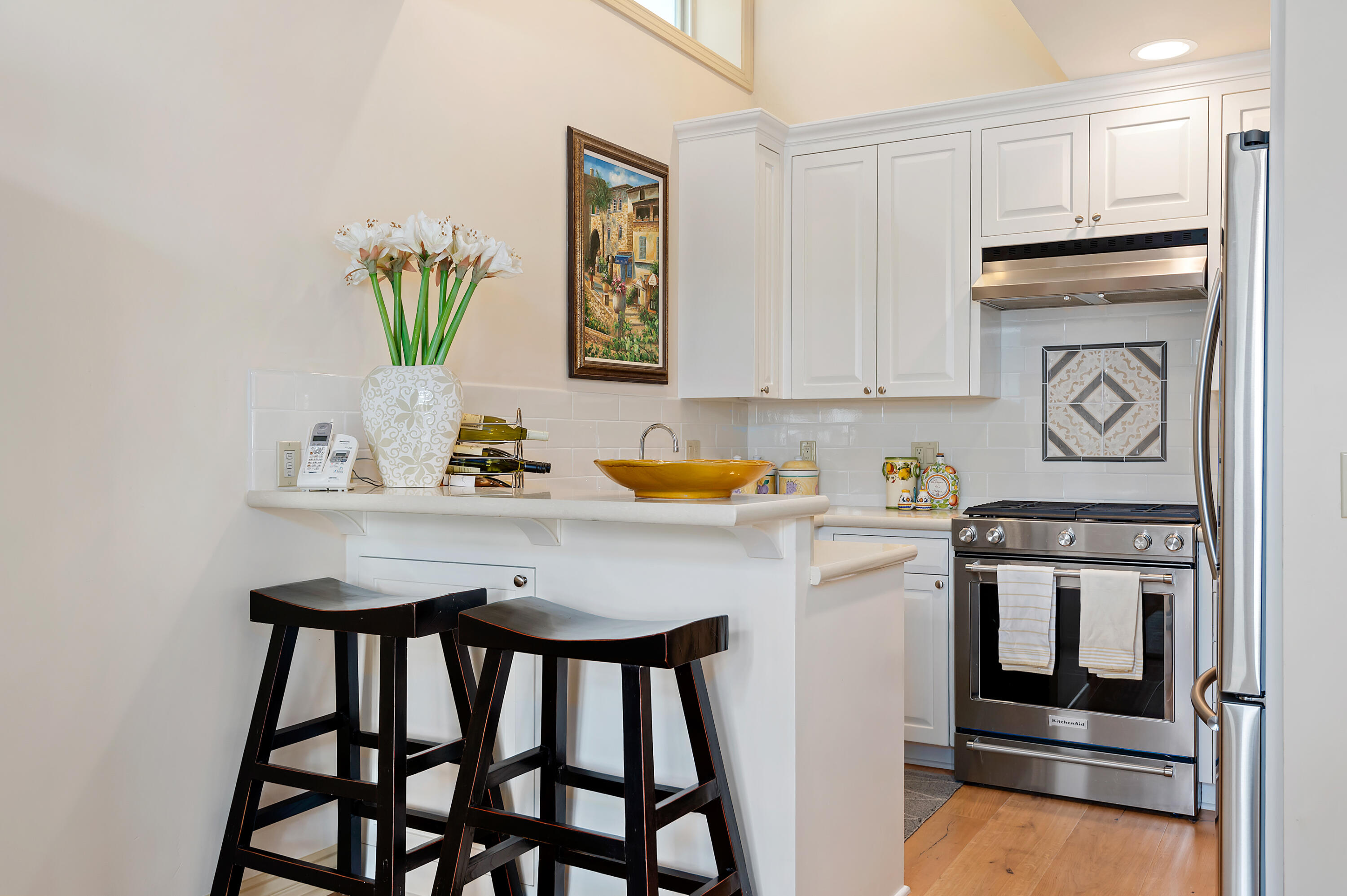 1 Middle Road Montecito, CA 93108 - Photo 26 of 30 a kitchen with a table chairs and a refrigerator