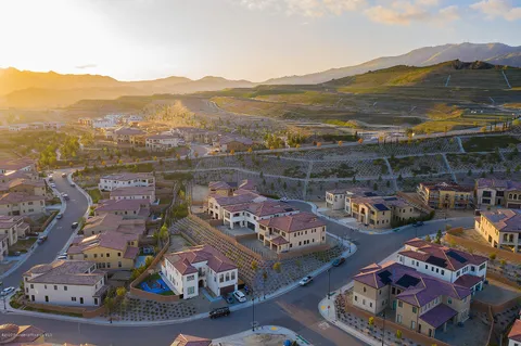 an aerial view of residential building and trees