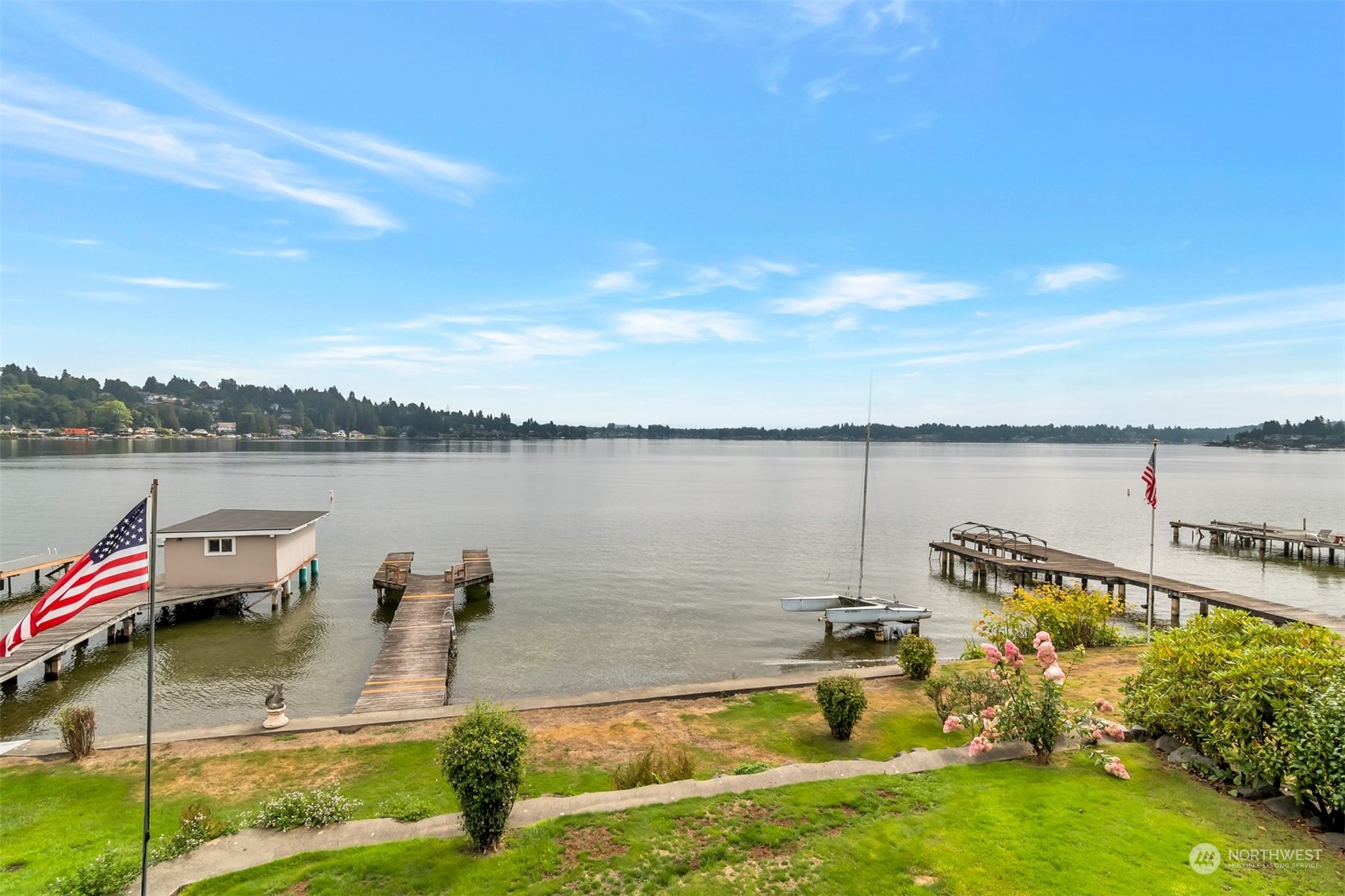 1811 Vernon Road Lake Stevens, WA 98258 - Photo 30 of 40 a view of a lake with houses in the back