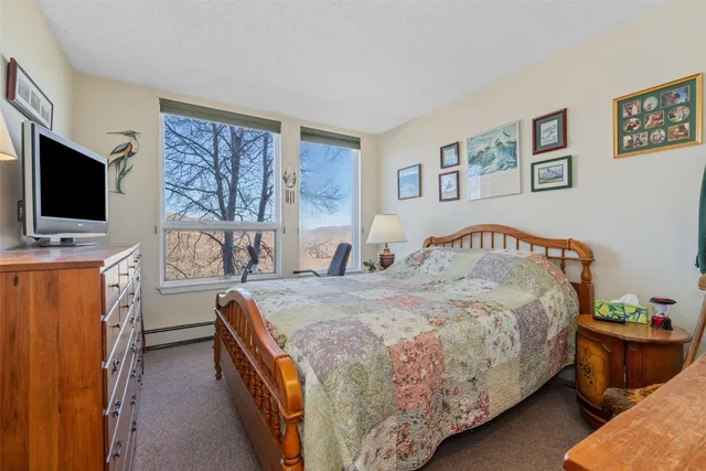 a bedroom with bed and a flat screen tv